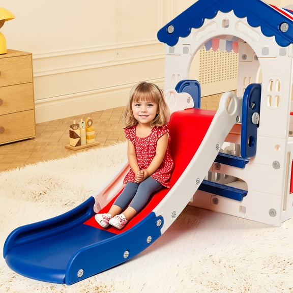 Kid Playset Structure With Slide,Swing And Playhouse Indoor Outdoor Activity