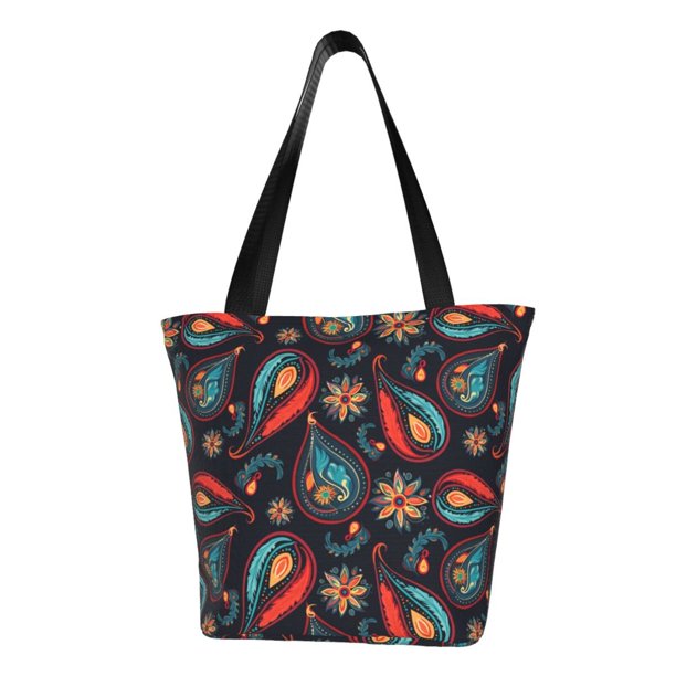 Fotbe Paisley1 Bolsa de Playa con Estampado, Bolsa de Hombro, Bolsa de Mano Espaciosa, Bolsa de Viaje Ligera, Bolsa de Compras Versátil