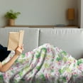 thumbnail image 3 of Luau Soft Flannel Fleece Blanket, Hawaiian Flower Hibiscus with Exotic Green Leaves and Birds Botany Print, Cozy Plush for Indoor and Outdoor Use, 50" x 60", Baby Pink Green Yellow, by Ambesonne, 3 of 5