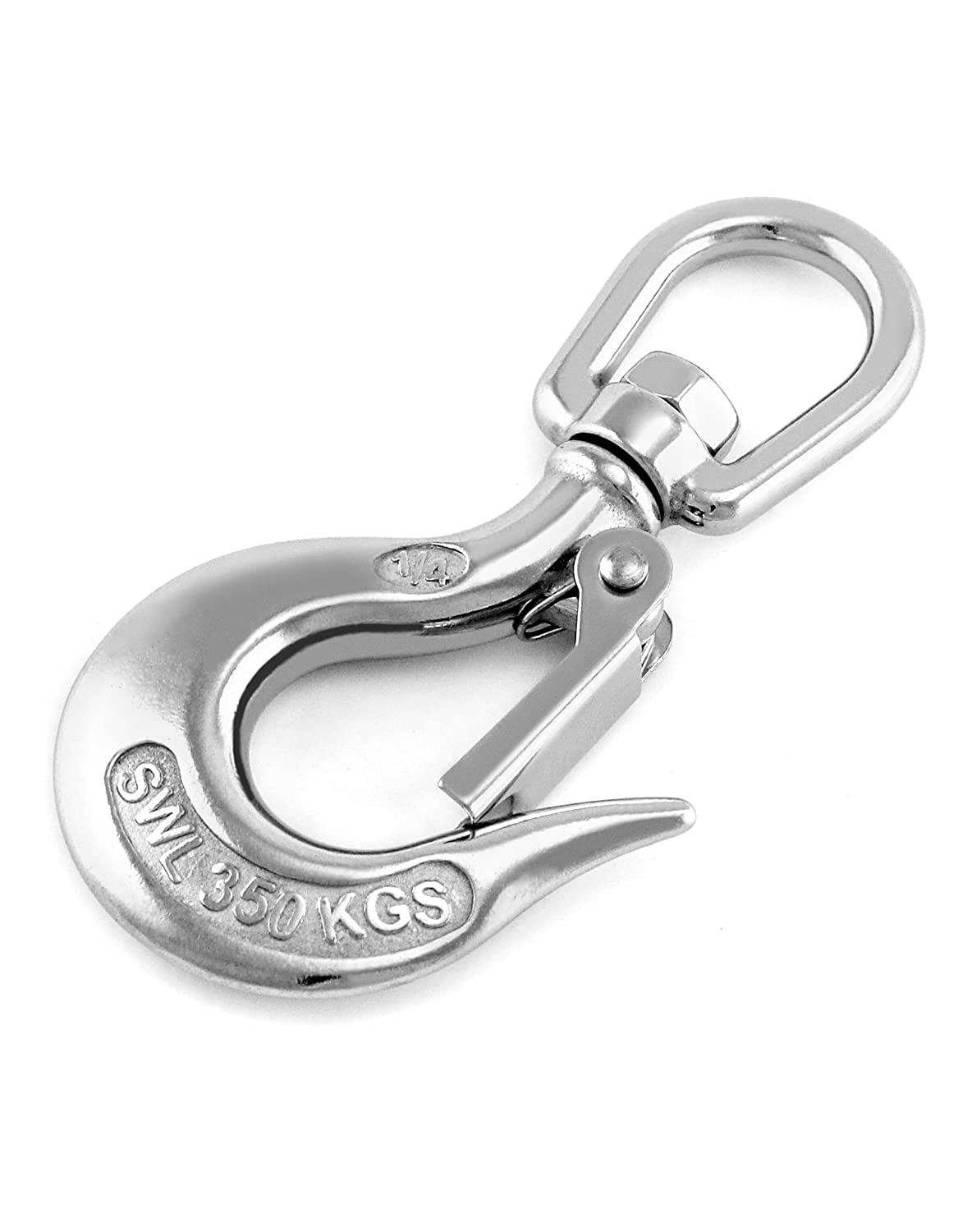 Rotate 360 Degrees Clevis Slip Hook 304 Stainless Steel Swivel Lifting Chain Hook with Safety Latch 1433 Lb Capacity（2 PCS） 