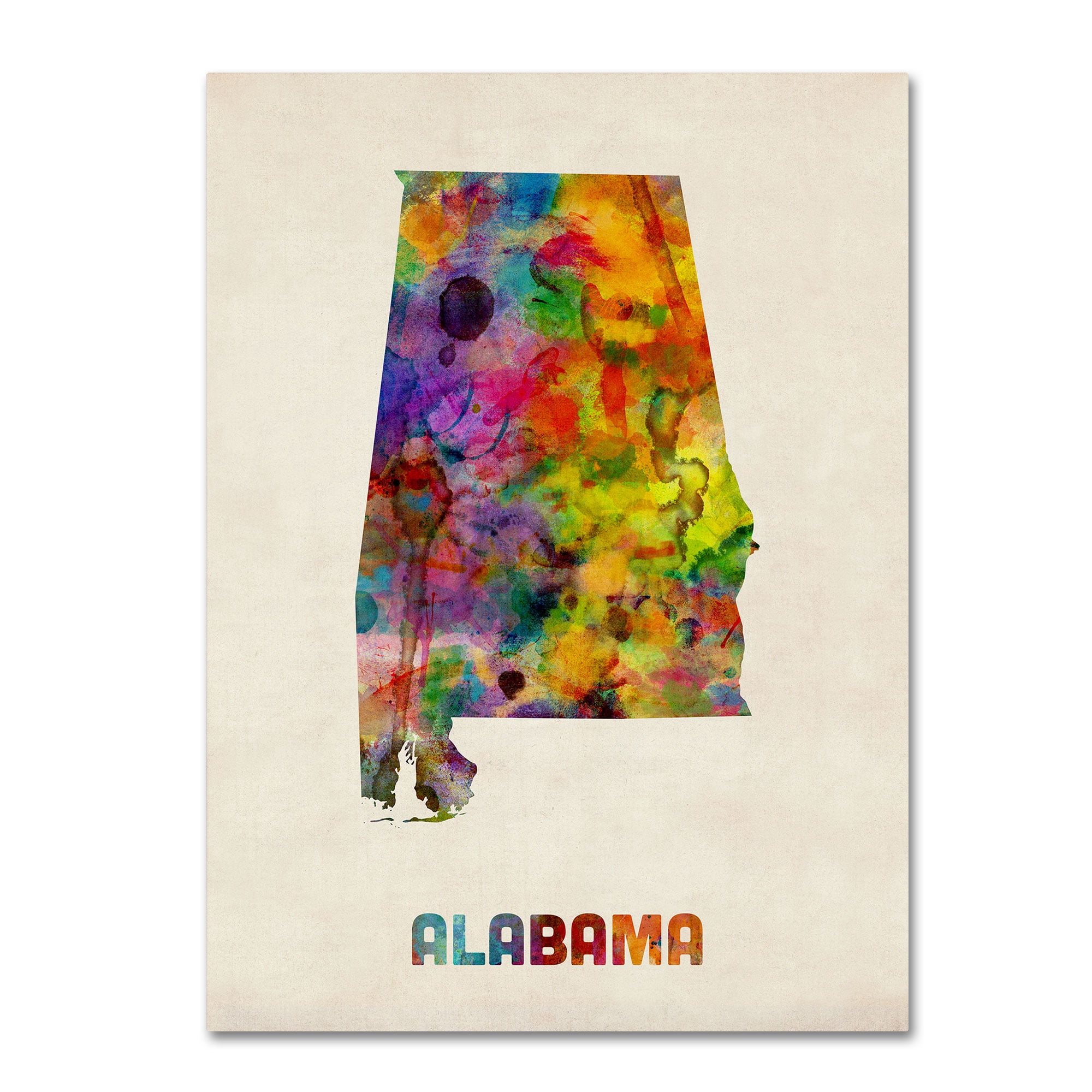 Trademark Fine Art "Alabama Map" Canvas Wall Art by Michael Tompsett