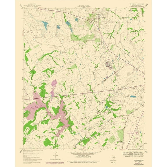 Topographical Map - Tehuacana Texas Quad - USGS 1960 - Vintage Wall Art