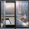 thumbnail image 3 of BZSMCE Window Curtain Panels Set Of 2 In Snowy Castle Train Printed, 3 of 4