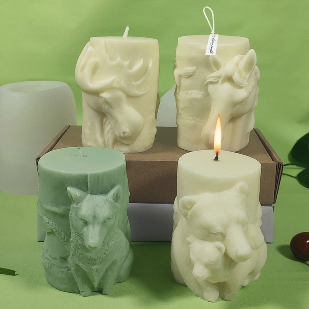Zeiwohndc 3D Animal Bear Elk Silicone Soap Mold Candle Making Mould Fondant Cake Chocolate