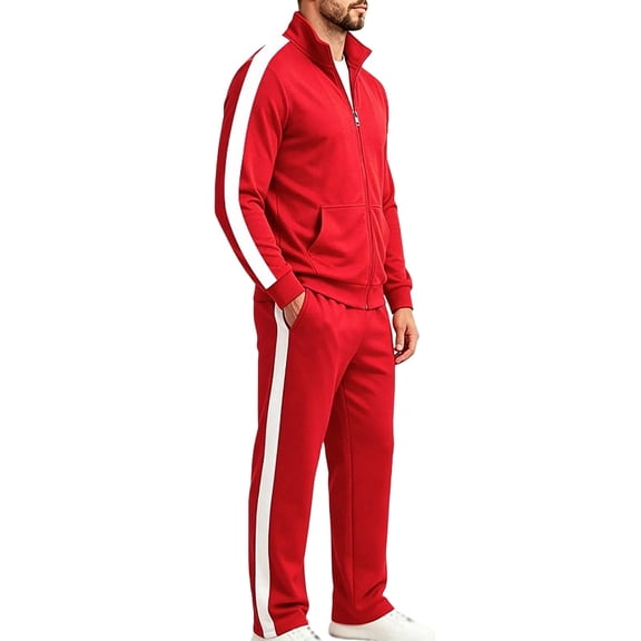 successthop Mens Sweat Suits Sets 2 Piece Long Sleeve Zip Mock Neck Hoodie and Sweatpant Fall Tracksuit with Pockets