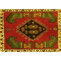 Ahgly Company Indoor Rectangle Persian Yellow Traditional Area Rugs, 5' x 7'