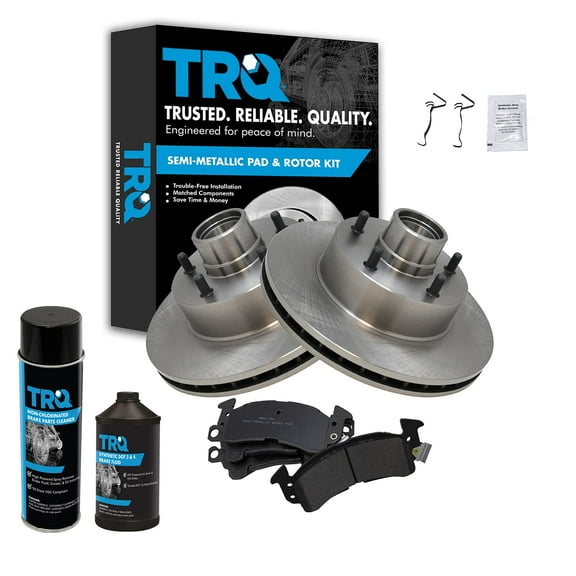 TRQ Front Disc Rotor & Brake Pad Kit w/Chemicals for Chevrolet Pontiac GM BKA17635