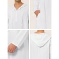 thumbnail image 5 of Unique Bargains Men's Nightshirt Long Sleeves Hooded Loungewear Nightgown Pajamas L White, 5 of 5