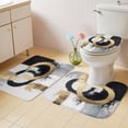 thumbnail image 4 of Gold Black Bathroom Rugs Set Watercolor Geometric Non Slip Absorbent Soft Bath Mats 3 Piece Set with Bathroom Rug, U-Shaped Floor Mat, Toilet Seat Cover Small Size, 4 of 9