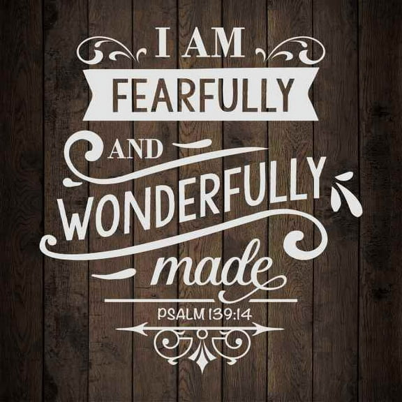 Wonderfully Made Psalm Rustic Looking Inspiration Faith Wood Sign Wall Décor 12 x 12 Wood Sign B3-12120061071