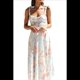 thumbnail image 1 of Vestido Informal Plisado con Cuello en V y Estampado para Mujer, Sin Mangas, Elegante, de Verano, Tipo Túnica, Maxivestido Lencero Albaricoque L, 1 of 9