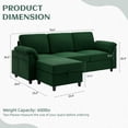 thumbnail image 6 of Sobaniilo 79" Convertible Sectional Sofa Couch, Linen Fabric L Shaped Couch with Reversible Ottoman, 3-Seat Small Sectional Sofa Couches for Living Room, Apartment, Small Space, Green, 6 of 7