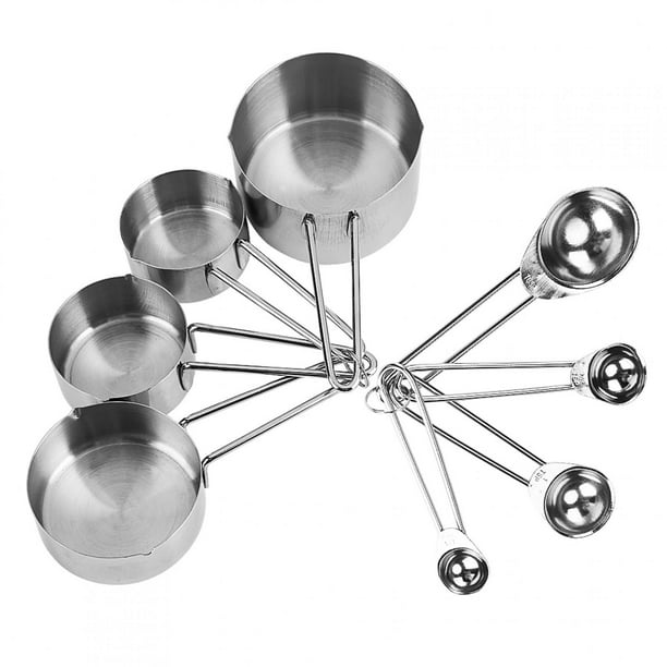 Germerse 8 unids/set Kit de tazas y cucharas de medición de acero inoxidable Azúcar Café Leche Cocina Gadget Herramienta para hornear ANGGREK Otros