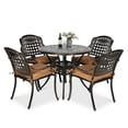 thumbnail image 4 of MEETWARM 5-Piece Cast Aluminum Patio Dining Set with 4 Chairs, Dark Bronze / Tan, 4 of 7