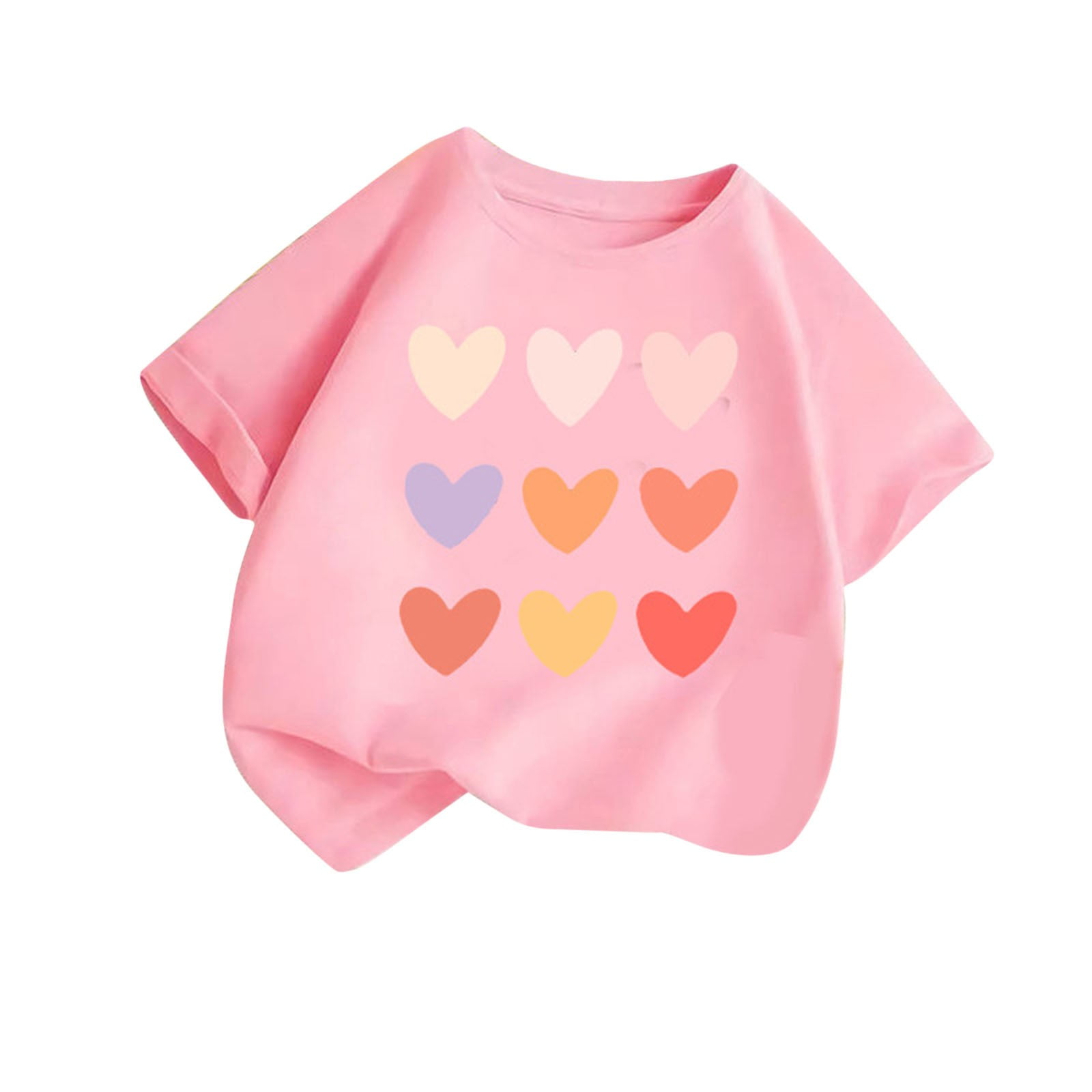 Plebaso T-Shirts à Imprimé Cœur pour Garçons et Filles, Col Rond, Manches Courtes Décontractées, Hauts Graphiques Mignons pour Enfants