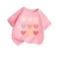 thumbnail image 1 of Plebaso T-Shirts à Imprimé Cœur pour Garçons et Filles, Col Rond, Manches Courtes Décontractées, Hauts Graphiques Mignons pour Enfants, 1 of 3