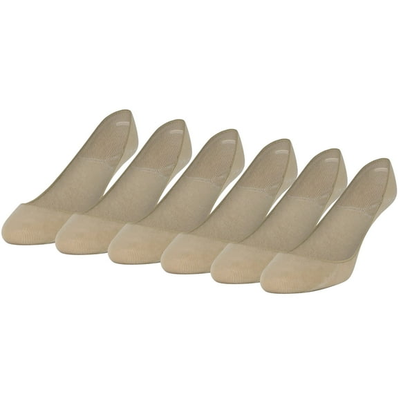 Peds Women's Padded Super Low Cut No Show Socks, 6-Pairs, Nude, Shoe Size: 8-12