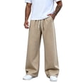 thumbnail image 2 of Leidass Mens Baggy Sweatpants Wide Leg Loose Open Bottom Uncuffed Gym Casual Lightweight Y2K Pants Relaxed Pocket No WrinkleCasual Relaxed Drawstring Lightweight Lounge No Wrinkle Khaki 3XL, 2 of 4