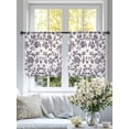 thumbnail image 5 of Purple Flower Semi Sheer Curtains 45 Inch Length 2 Panels Set, Vintage Farmhouse Boho Leaf Spring Plant Sheer Kitchen Curtain Privacy Voile Window Curtain for Living Room Bedroom Rod Pocket Drapes, 5 of 7