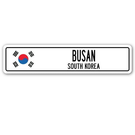 BUSAN, SOUTH KOREA Street Sign South Korean flag city country road wall gift