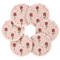 thumbnail image 2 of Haosy Set of 6 Drink Woven Coaster with Holder Heat Resistant Non-Slip Bar Coasters 4 Inches Rose Flower, 2 of 7