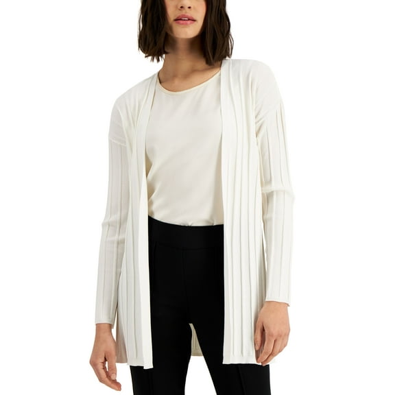 Alfani Ribbed Open Cardigan Calla Lily Cream XL