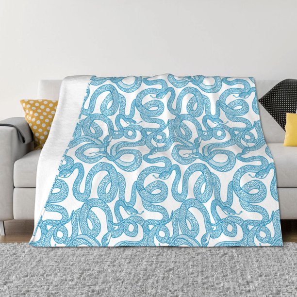 Balery Blue Snake Manta de Franela con Dibujo, Lujo Ultra Suave y Cálido, Antipelusa y Resistente a las Arrugas para Cama, Sofá, Camping -60"x50"