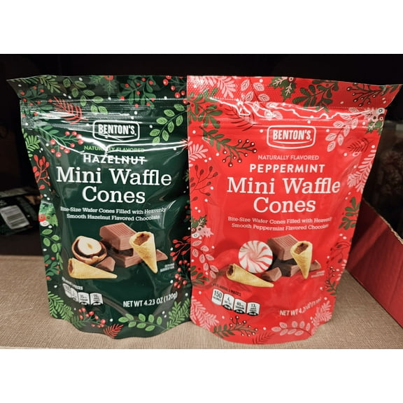 Benton's Mini Waffle Cones Hazelnut & Peppermint 4.23oz 120g (2 Bags)