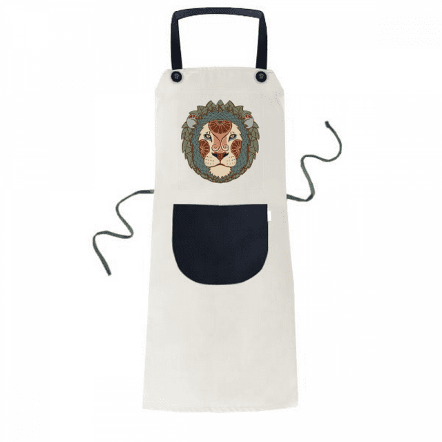 Leo Tablier Symbole du Zodiaque Constellation Ajustable en Coton Lin pour Barbecue Cuisine avec Poche