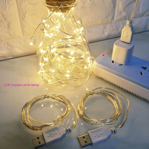 Lámpara de alambre de cobre Lámpara de alambre de cobre de color USB Decoración del hogar Árbol de Navidad Lámpara de alambre de cobre de color LED Cadena de lámpara de alambre de cobre