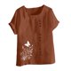 thumbnail image 4 of Vestidos Casuales Para Mujer, Blusas De Mujer De Moda Blusa informal de lino con cuello redondo, manga corta y botones para mujer, 4 of 4