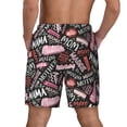 thumbnail image 3 of Sigee Various Languages Mother Print Mens Swim Trunks with Compression Liner Quick Dry Swim Stretch Beach Shorts with Pockets,S-3XL, 3 of 7