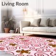 thumbnail image 2 of ODIKA 4'x6' Machine Washable Non-Slip Area Rug, Sweet Swirl Doormat Featuring Playful Gingerbread Figures and Snowflake Accents High Traffic Rug, Pink, 651354, 2 of 7