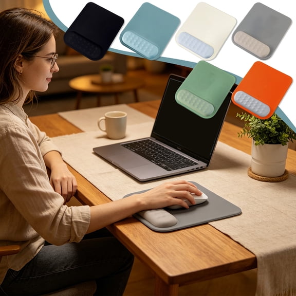 Ouuluon Mouse Pad with Wrist Rest, Ergonomic Comfortable Mouse Pads, 10x8in Beige Non-Slip Bottom Mousepad for Office Gaming Laptop Home