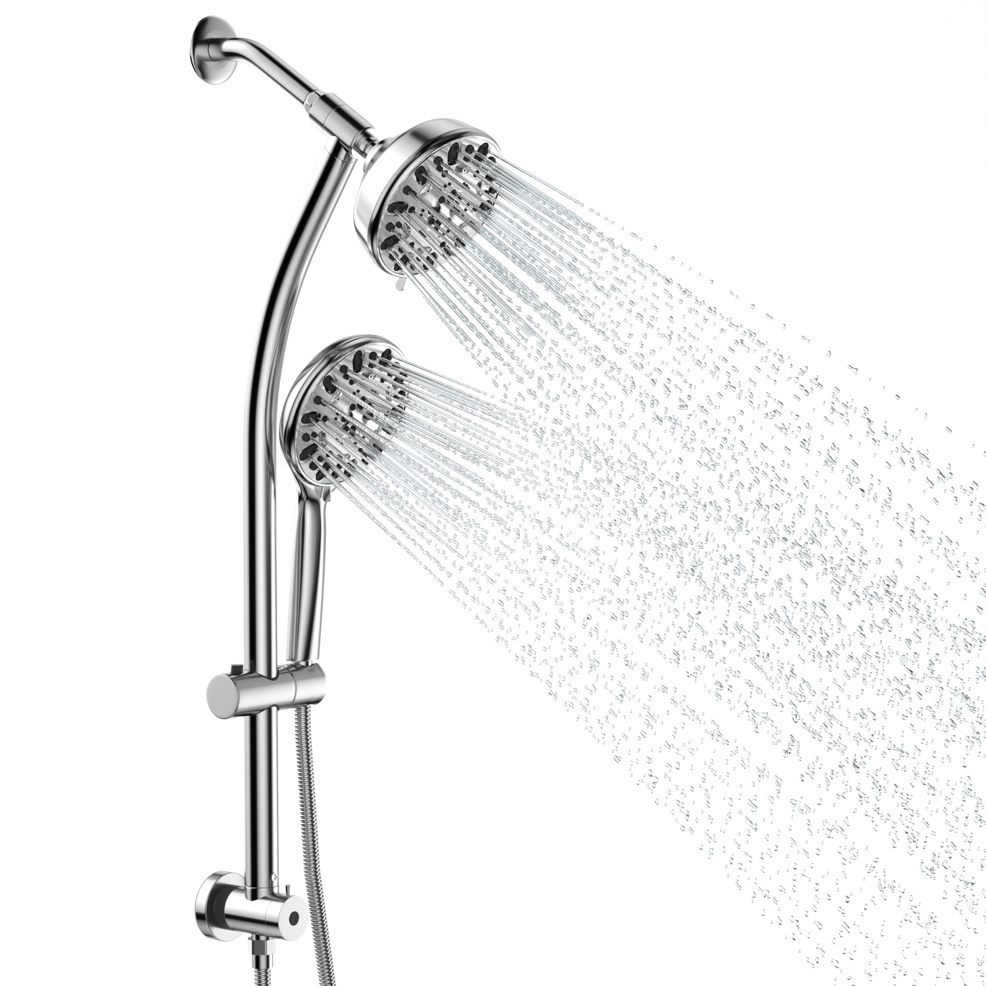 7Mode 5 inch Double Shower Head System with Handheld Shower Sliding Bar in Chrome