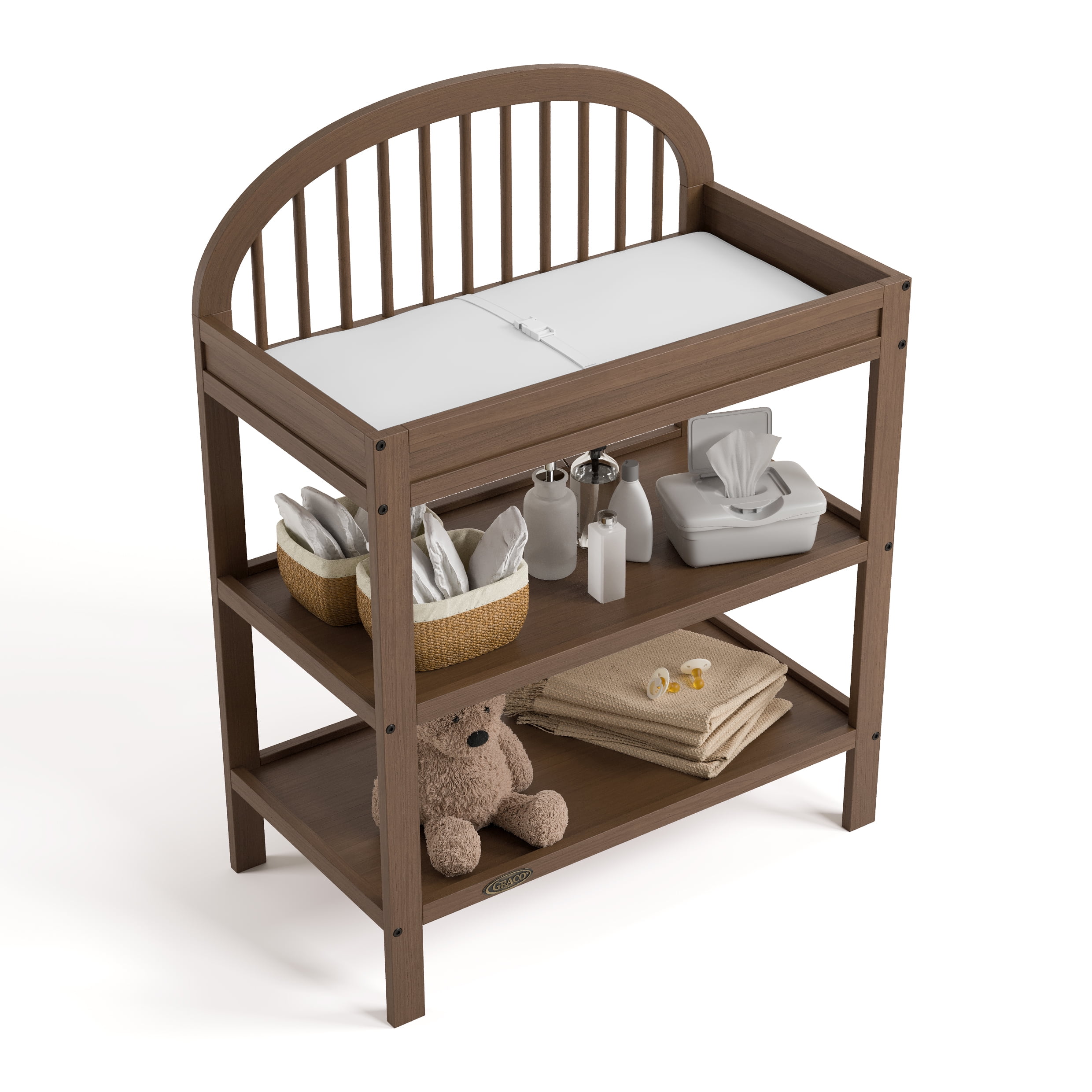 Graco Olivia Infant Wood Changing Table with Changing Pad, Hazelnut