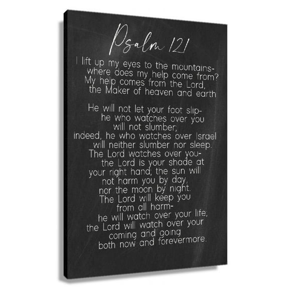 Psalm 121 Wall Art Bible Verse Poster Painting Canvas Artwork For Office Black Wall Decor Unframed 12x18 in