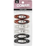 Conair Styling Essentials Filigree Snap Clips, 6 Pack
