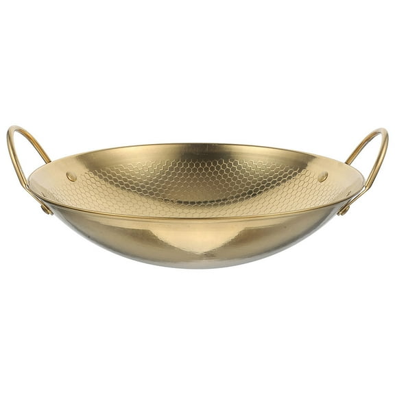 Raindrops Golden Stainless Steel Wok Pan Lightweight Cooking Pot for Kitchen and Hot Pot Use