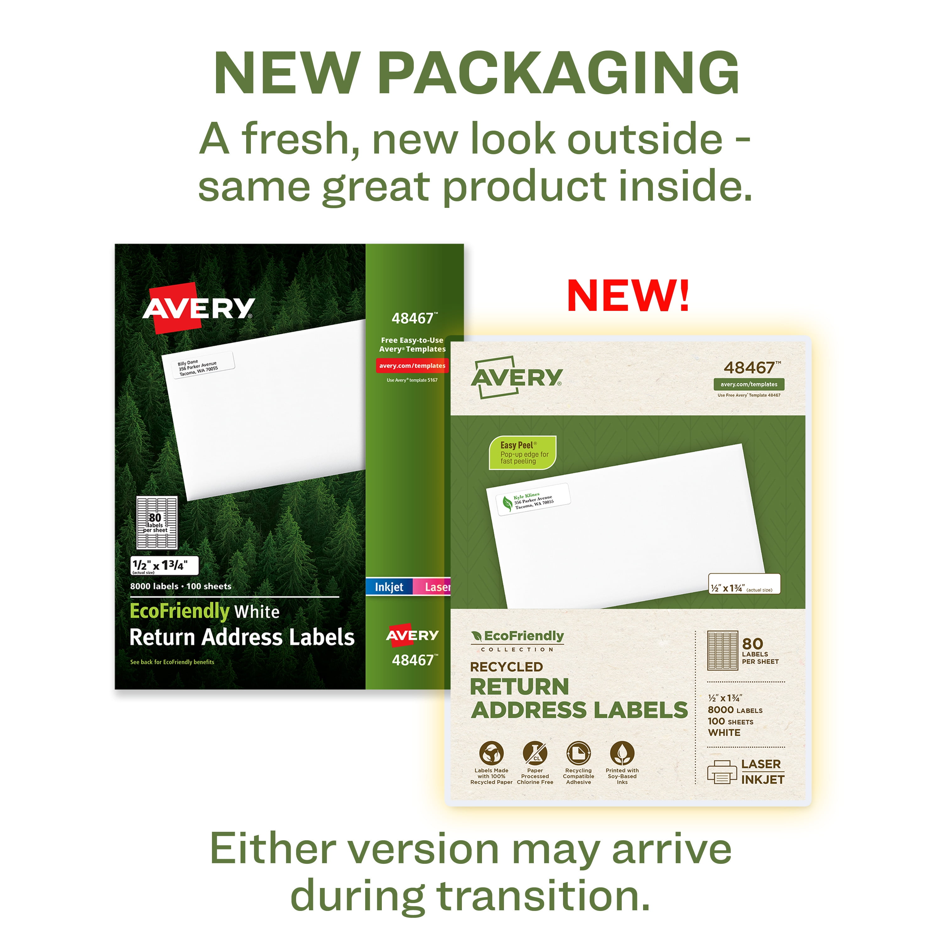 Avery EcoFriendly Address Labels, 1/2" x 1-3/4", 8,000ct (48467)