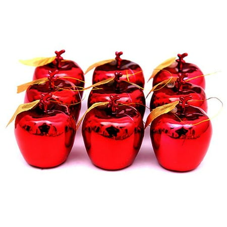 Fruit Christmas Ornament Fancyleo 12pcs Apples Christmas Tree Hanging Ornament Home Party Fruit Pendant Red Golden Apple ()