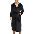 thumbnail image 2 of SDNall Plush Robe Plus Size Solid Color with Pockets Binding Long Sleeves Pajama Robes Solid Color Men's Robe - Comfortable Binding Rope Pajama Robe (Black,Sizes：S-XL), 2 of 9