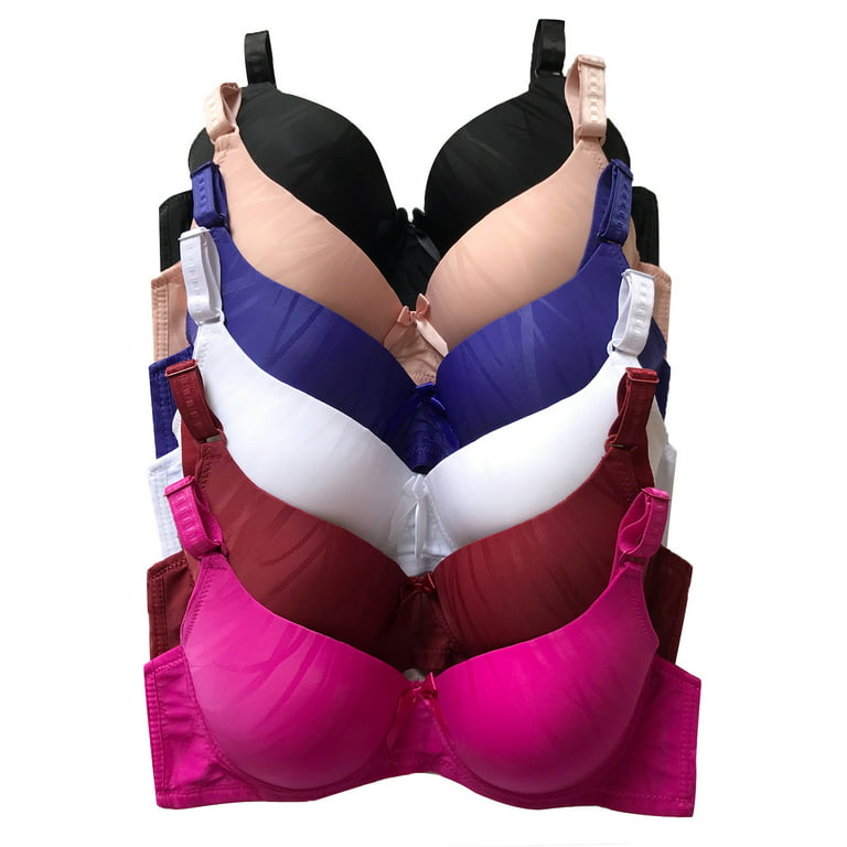 Women Bras 6 pack of T-shirt Bra B cup C cup D cup DD cup Size 34D (6843) 