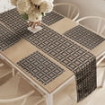 thumbnail image 2 of Ambesonne Abstract Table Runner & Placemats, Retro and Geometrical, Placemat 4 pcs + Runner 12"x72", Black Vermilion Beige, 2 of 2