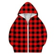 thumbnail image 5 of BFHHYA Girls' Plaid Print Sweatshirt Jacket Kid Tween Oversized Hoodie Zip-Up Drop Shoulder Sweatshirt with Pockets (4-15 Years), 5 of 5