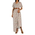 thumbnail image 4 of hirigin Women Summer Vintage Boho Long Maxi Dress Party Beach Dress Floral Print Sundress With Belt, 4 of 9