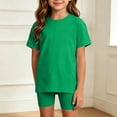 thumbnail image 6 of Mifsaly Girls 2 Piece Summer Outfit Sets Crew Neck Short Sleeve T-Shirts and Stretch Biker Shorts Kids Casual Sport Home Playwear Basic Matching Clothes, 6 of 9