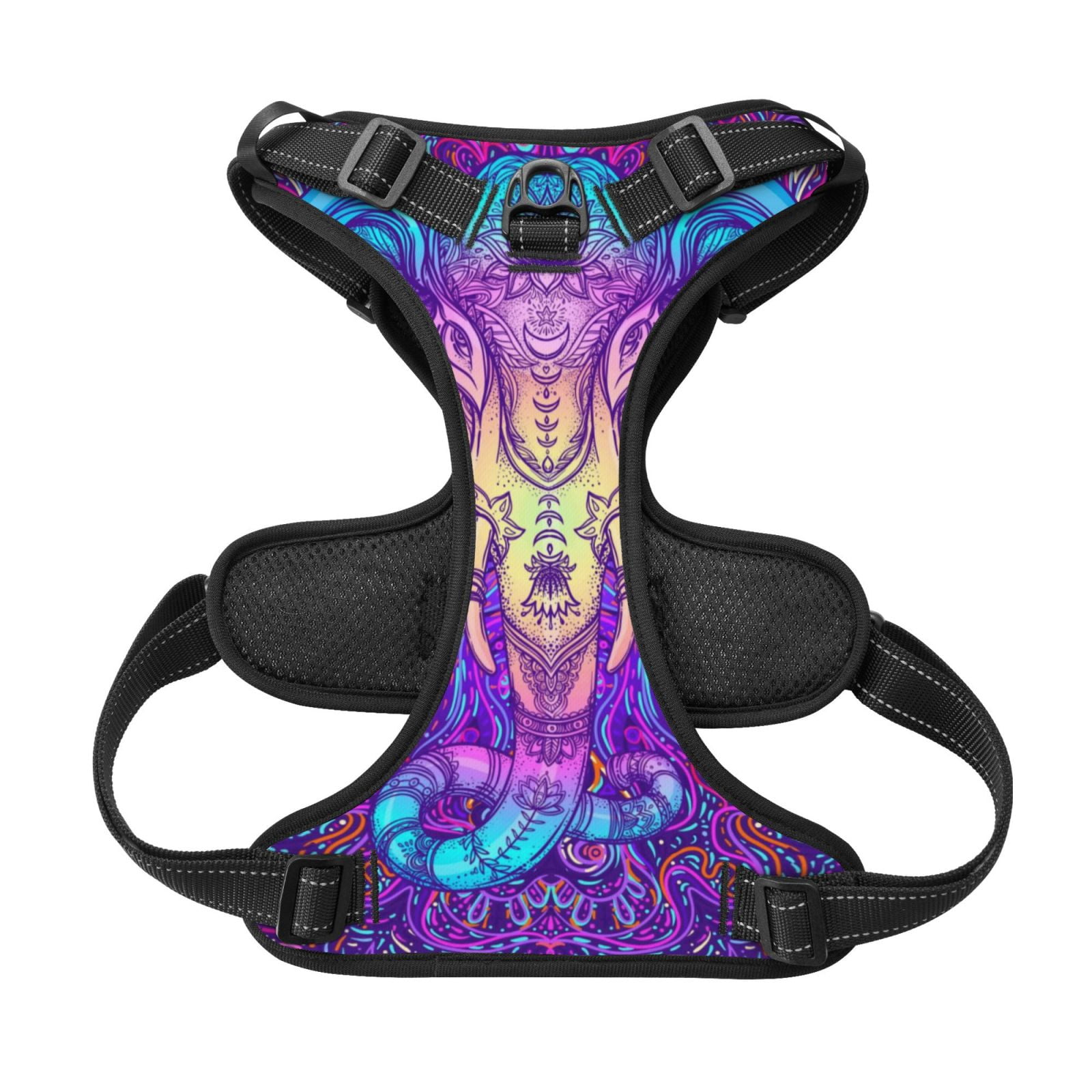 Kdxio Elephant in Tribal Style Print No Pull Dog Harness Adjustable Reflective Oxford Easy Control Medium Large Dog Harness for Training and Everyday-Small