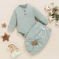 thumbnail image 4 of Diufon Newborn Baby Boy Girl Clothes Outfits Infant Knitted Long Sleeve Bodysuit and Drawstring Pants Sets, 4 of 7