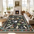 thumbnail image 2 of Garvee 4'x6' Floral Area Rug Animal Cat Carpet, Washable Boho Rugs Non Slip Low Pile Soft Indoor Floor Mat for Living Room Bedroom Dining Room, Black, 2 of 10